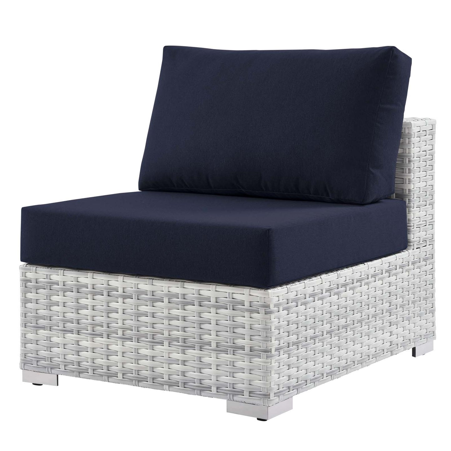 Convene 6-Piece Outdoor Patio Sectional Set, Rattan, Wicker, Light Grey Gray Blue Navy, 21153