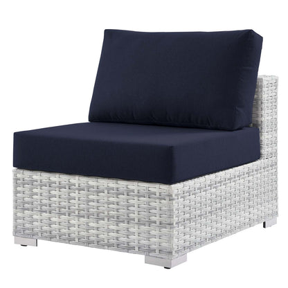 Convene 6-Piece Outdoor Patio Sectional Set, Rattan, Wicker, Light Grey Gray Blue Navy, 21153