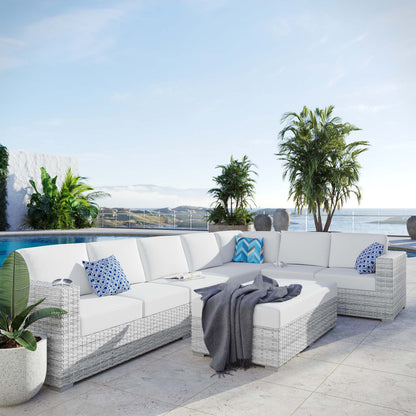 Convene 6-Piece Outdoor Patio Sectional Set, Rattan, Wicker, Light Grey Gray White, 21154