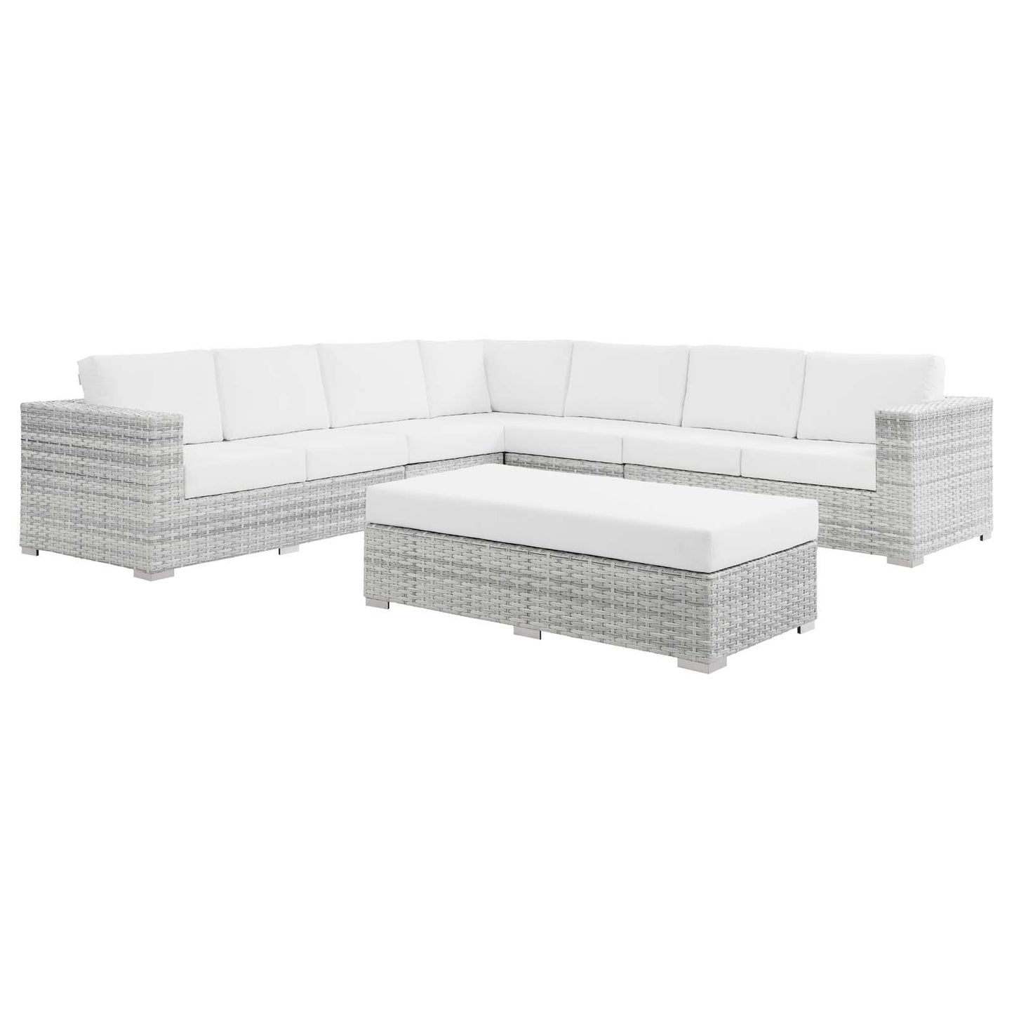 Convene 6-Piece Outdoor Patio Sectional Set, Rattan, Wicker, Light Grey Gray White, 21154