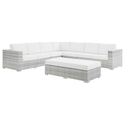 Convene 6-Piece Outdoor Patio Sectional Set, Rattan, Wicker, Light Grey Gray White, 21154