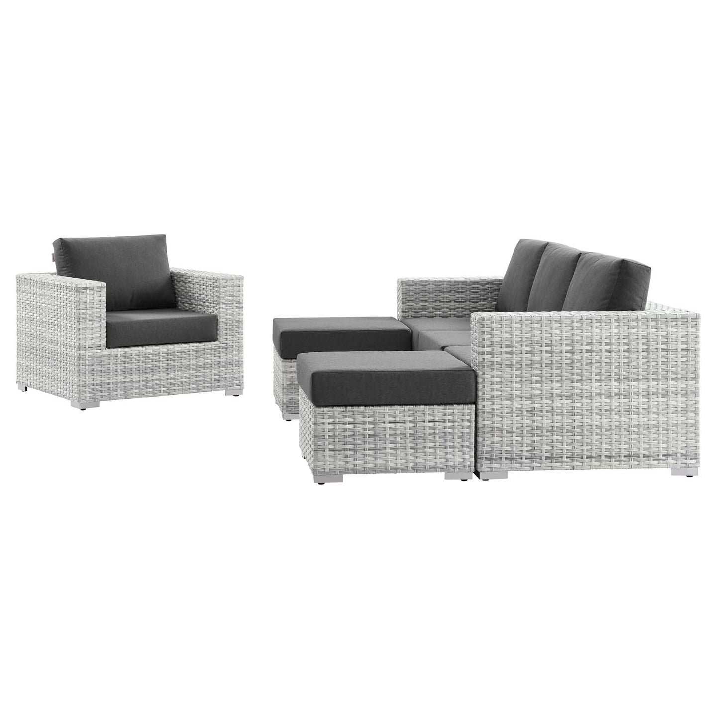 Convene 4-Piece Outdoor Patio Set, Rattan, Wicker, Grey Gray, 21155