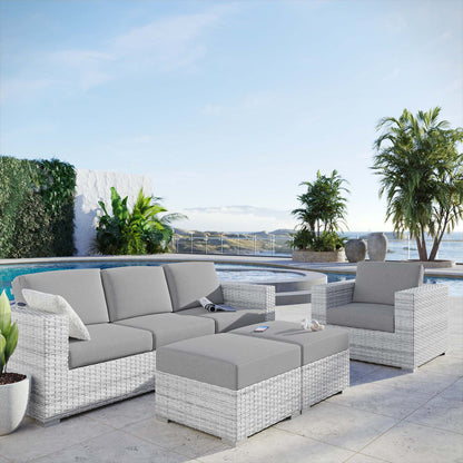 Convene 4-Piece Outdoor Patio Set, Rattan, Wicker, Grey Gray, 21156