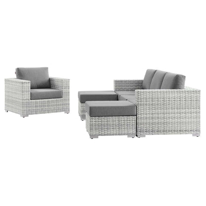 Convene 4-Piece Outdoor Patio Set, Rattan, Wicker, Grey Gray, 21156