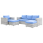 Convene 4-Piece Outdoor Patio Set, Rattan, Wicker, Light Grey Gray Light Blue, 21157