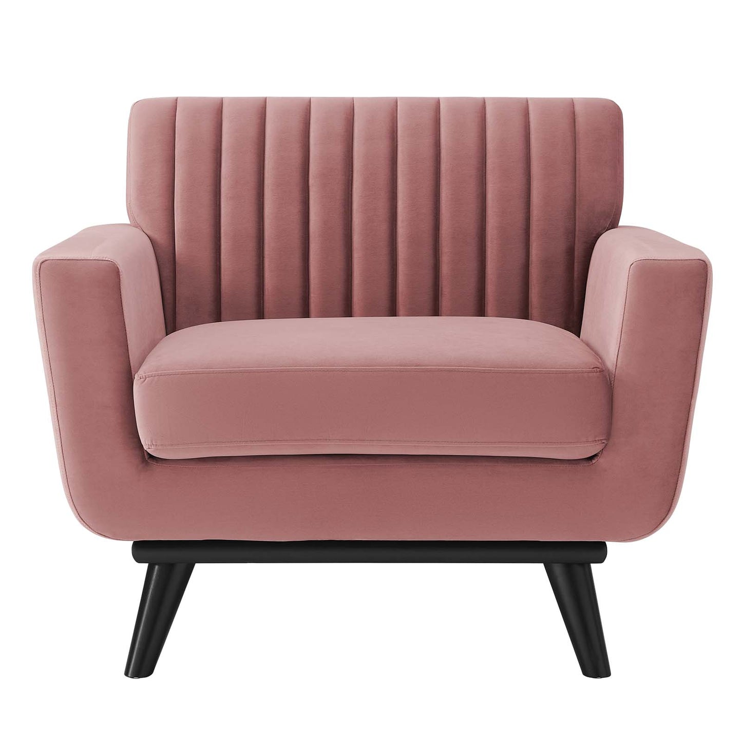 Engage Channel Tufted Performance Velvet Armchair, Velvet, Pink, 21160