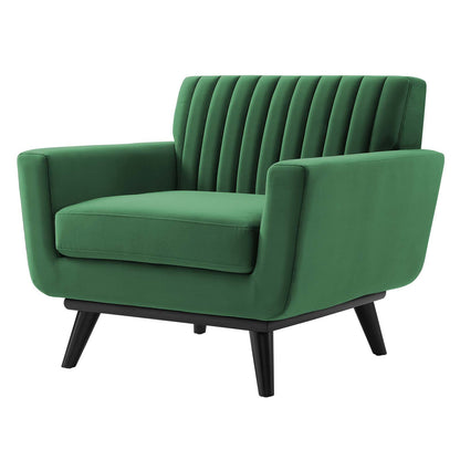 Engage Channel Tufted Performance Velvet Armchair, Velvet, Green, 21161