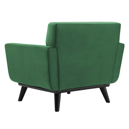 Engage Channel Tufted Performance Velvet Armchair, Velvet, Green, 21161