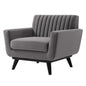 Engage Channel Tufted Performance Velvet Armchair, Velvet, Grey Gray, 21162