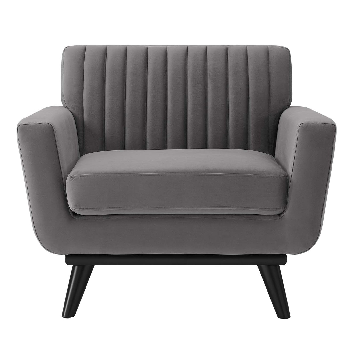 Engage Channel Tufted Performance Velvet Armchair, Velvet, Grey Gray, 21162