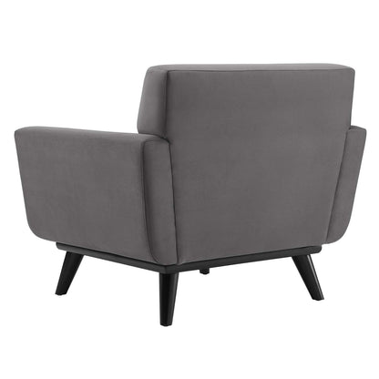 Engage Channel Tufted Performance Velvet Armchair, Velvet, Grey Gray, 21162