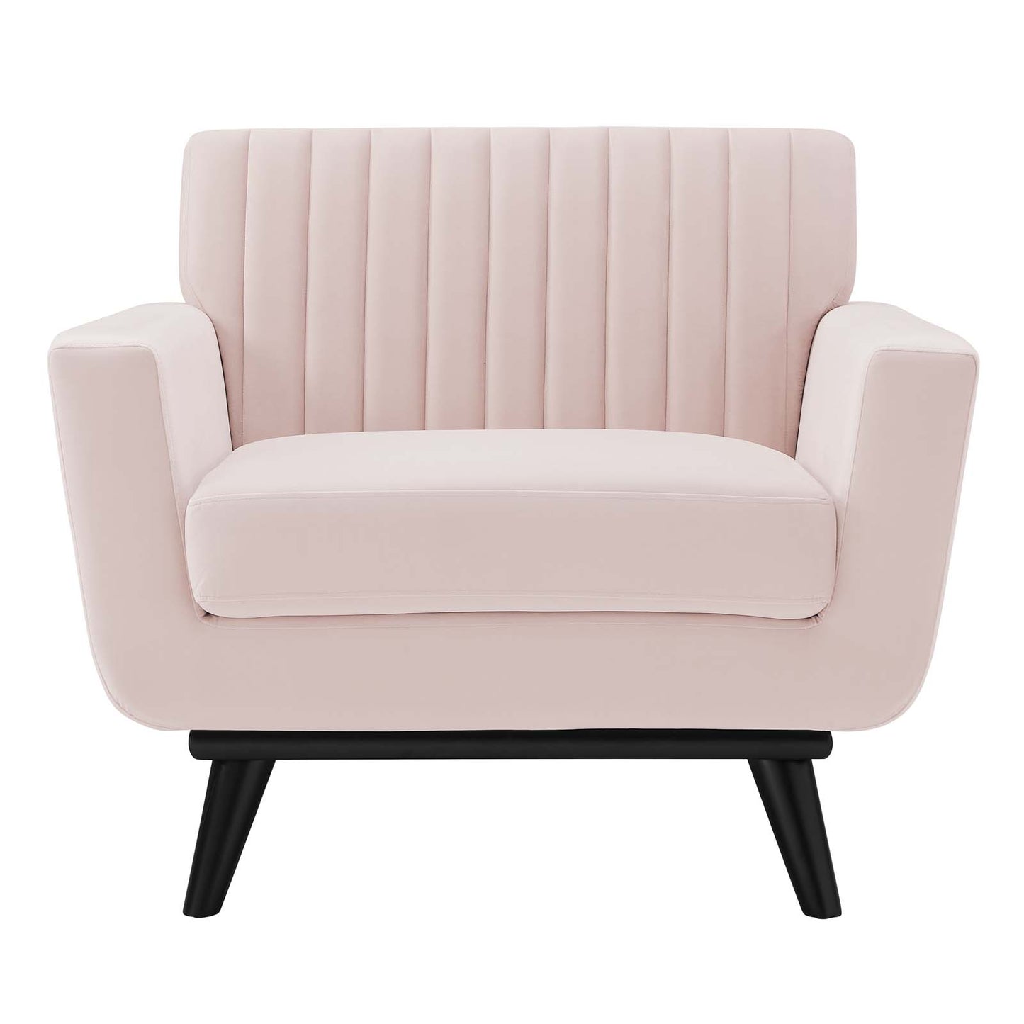 Engage Channel Tufted Performance Velvet Armchair, Velvet, Pink, 21164