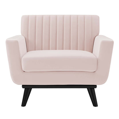 Engage Channel Tufted Performance Velvet Armchair, Velvet, Pink, 21164
