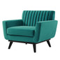 Engage Channel Tufted Performance Velvet Armchair, Velvet, Teal Blue, 21165