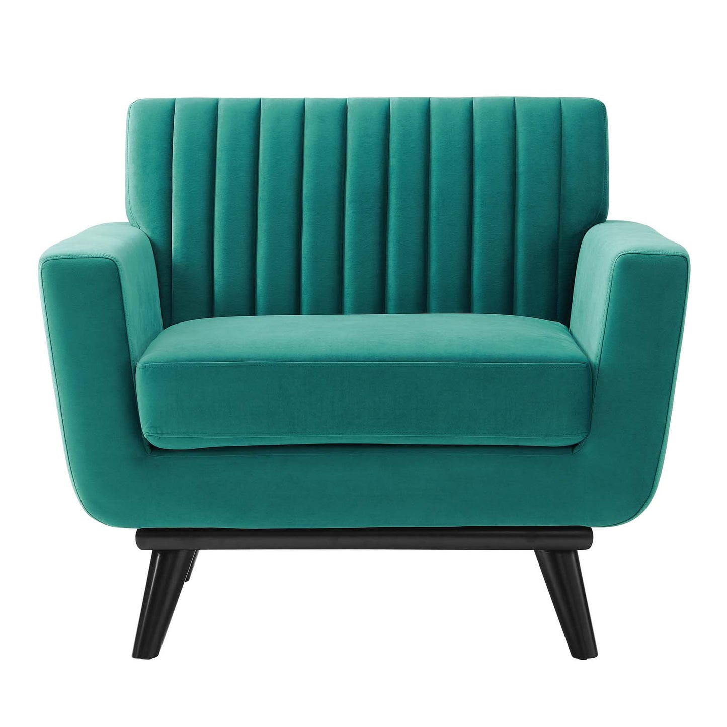 Engage Channel Tufted Performance Velvet Armchair, Velvet, Teal Blue, 21165