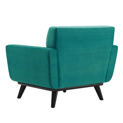 Engage Channel Tufted Performance Velvet Armchair, Velvet, Teal Blue, 21165