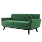 Engage Channel Tufted Performance Velvet Loveseat, Velvet, Green, 21167