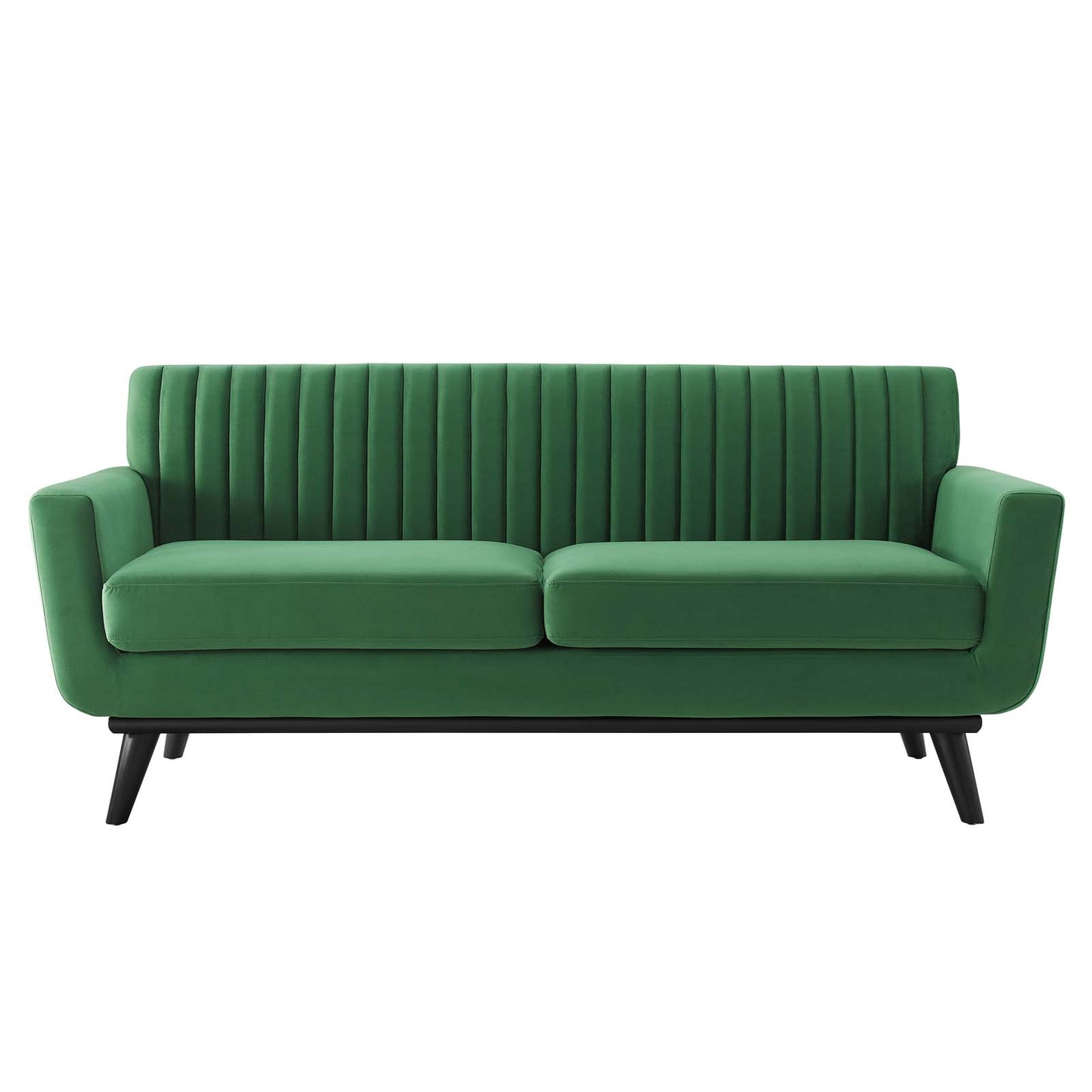Engage Channel Tufted Performance Velvet Loveseat, Velvet, Green, 21167
