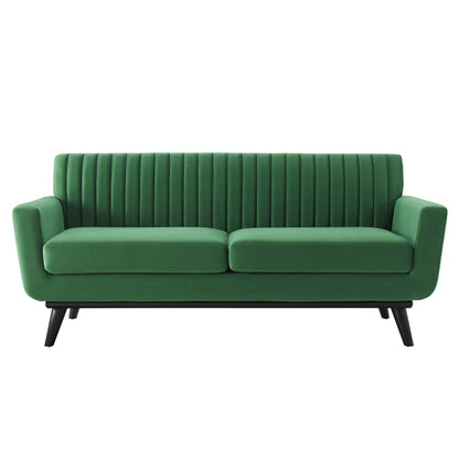 Engage Channel Tufted Performance Velvet Loveseat, Velvet, Green, 21167