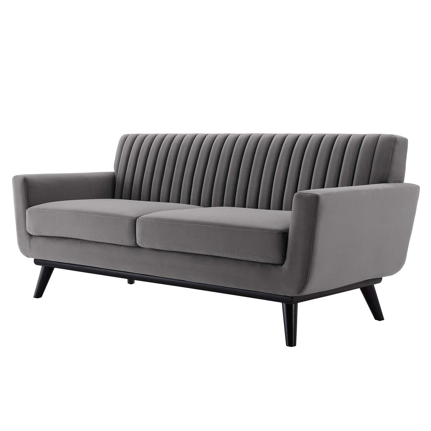Engage Channel Tufted Performance Velvet Loveseat, Velvet, Grey Gray, 21168