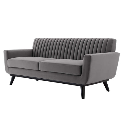 Engage Channel Tufted Performance Velvet Loveseat, Velvet, Grey Gray, 21168