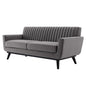 Engage Channel Tufted Performance Velvet Loveseat, Velvet, Grey Gray, 21168