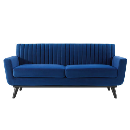 Engage Channel Tufted Performance Velvet Loveseat, Velvet, Blue Navy, 21169