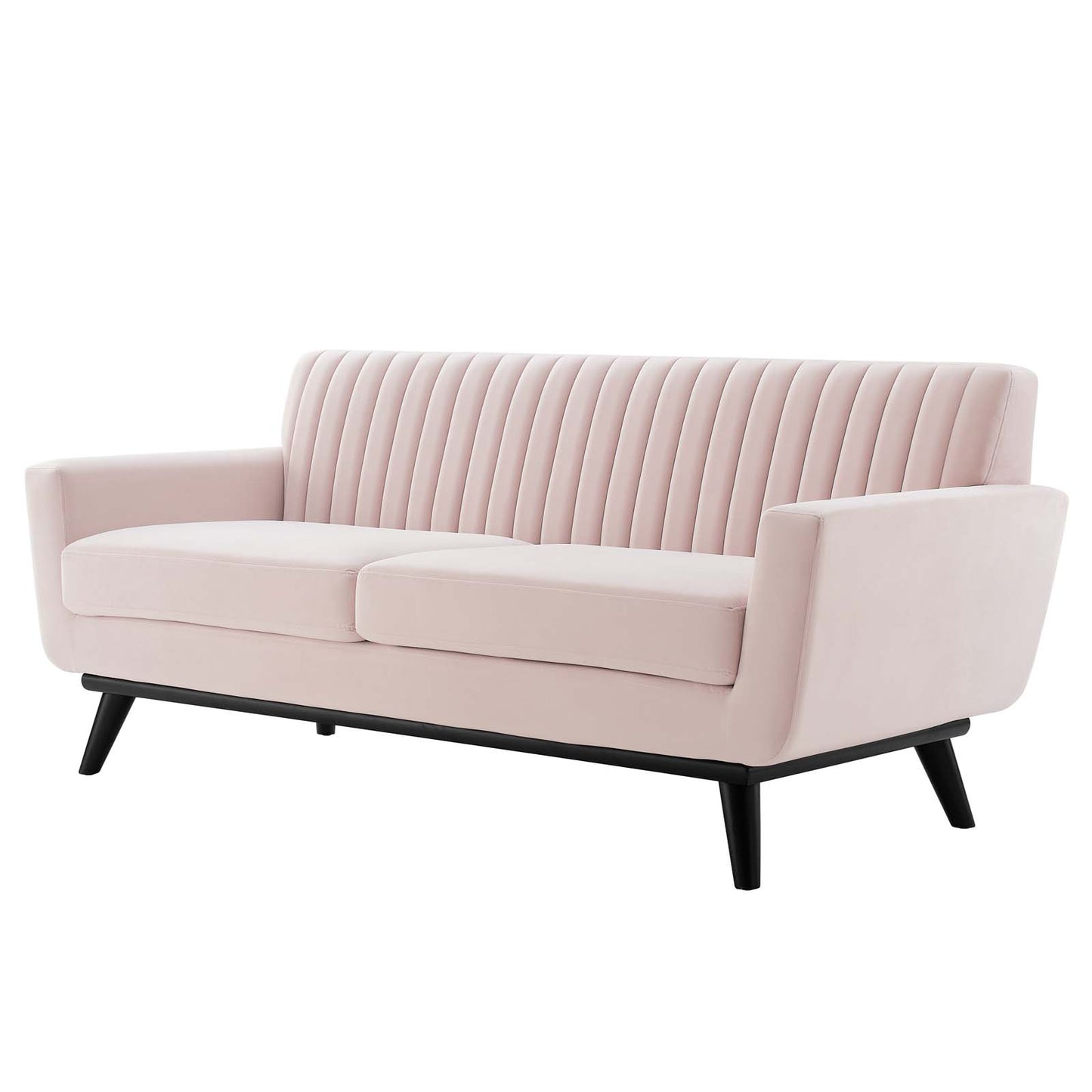 Engage Channel Tufted Performance Velvet Loveseat, Velvet, Pink, 21170