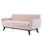 Engage Channel Tufted Performance Velvet Loveseat, Velvet, Pink, 21170