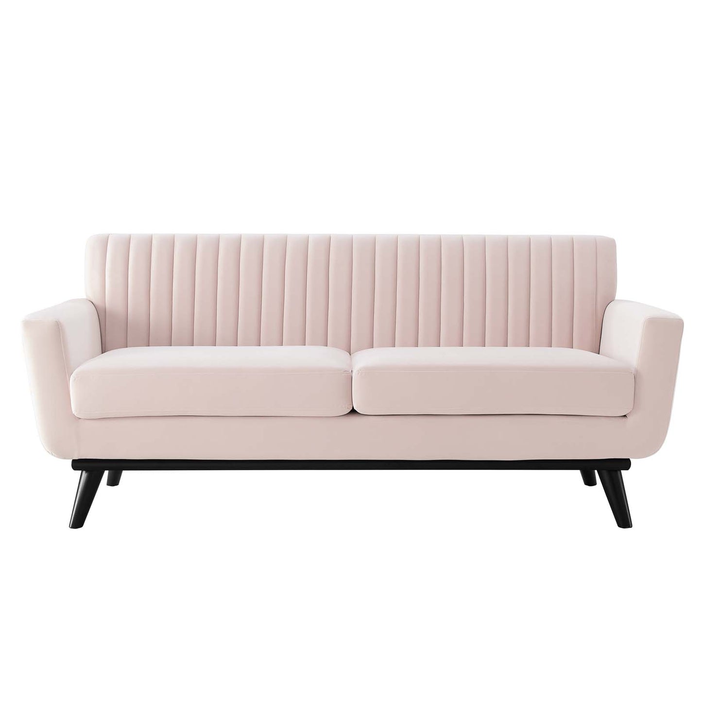 Engage Channel Tufted Performance Velvet Loveseat, Velvet, Pink, 21170