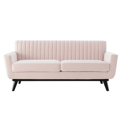 Engage Channel Tufted Performance Velvet Loveseat, Velvet, Pink, 21170