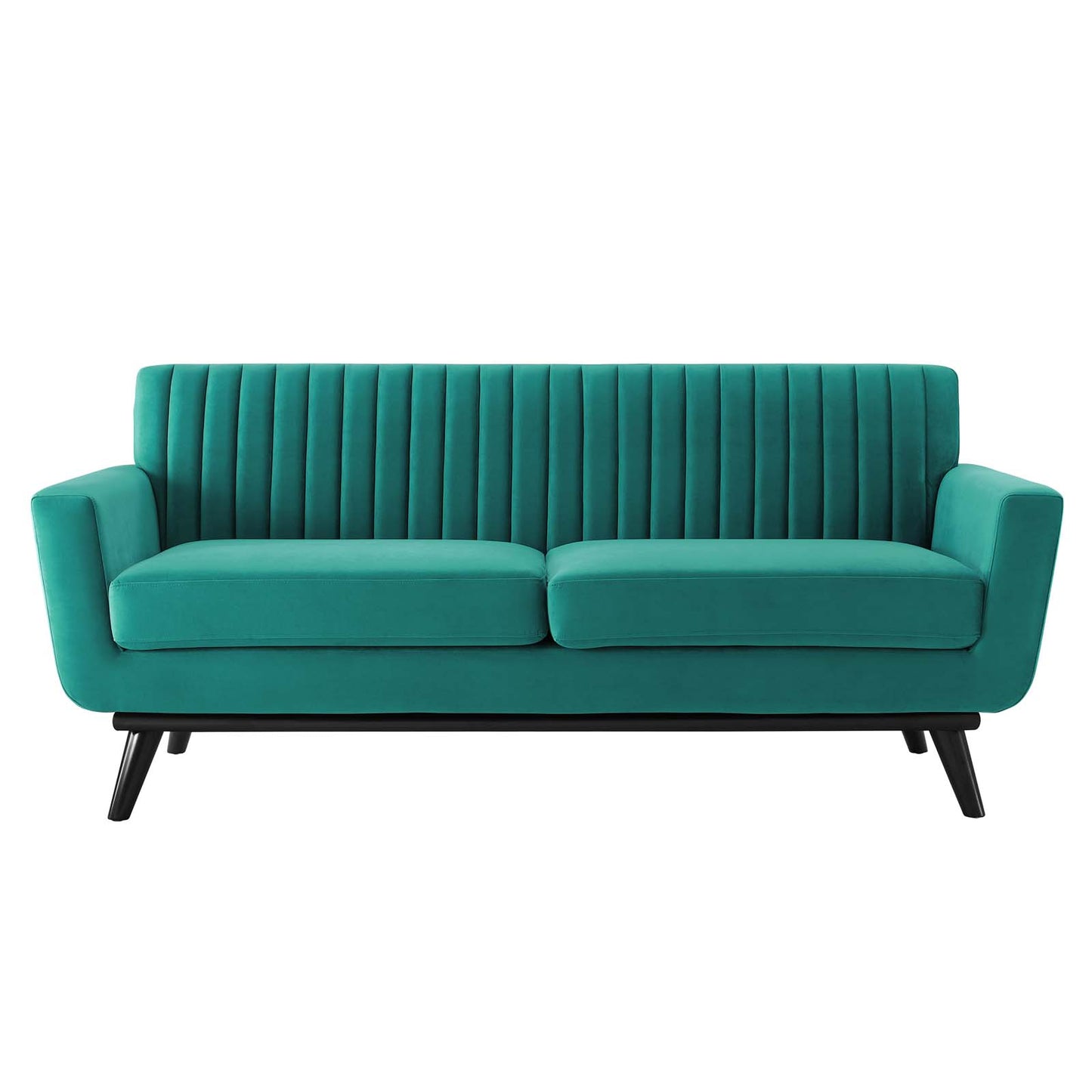 Engage Channel Tufted Performance Velvet Loveseat, Velvet, Teal Blue, 21171