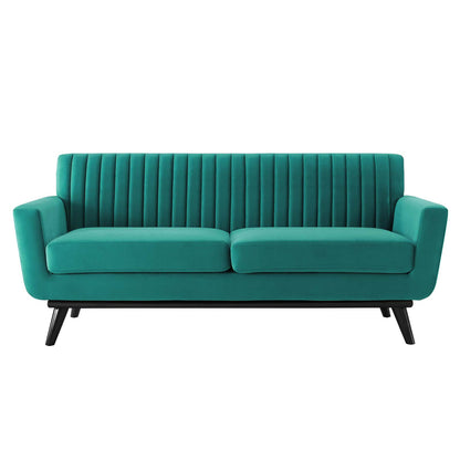 Engage Channel Tufted Performance Velvet Loveseat, Velvet, Teal Blue, 21171