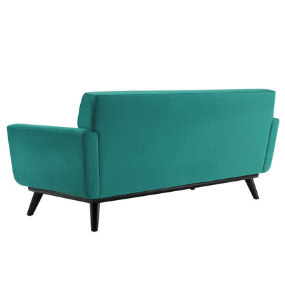 Engage Channel Tufted Performance Velvet Loveseat, Velvet, Teal Blue, 21171