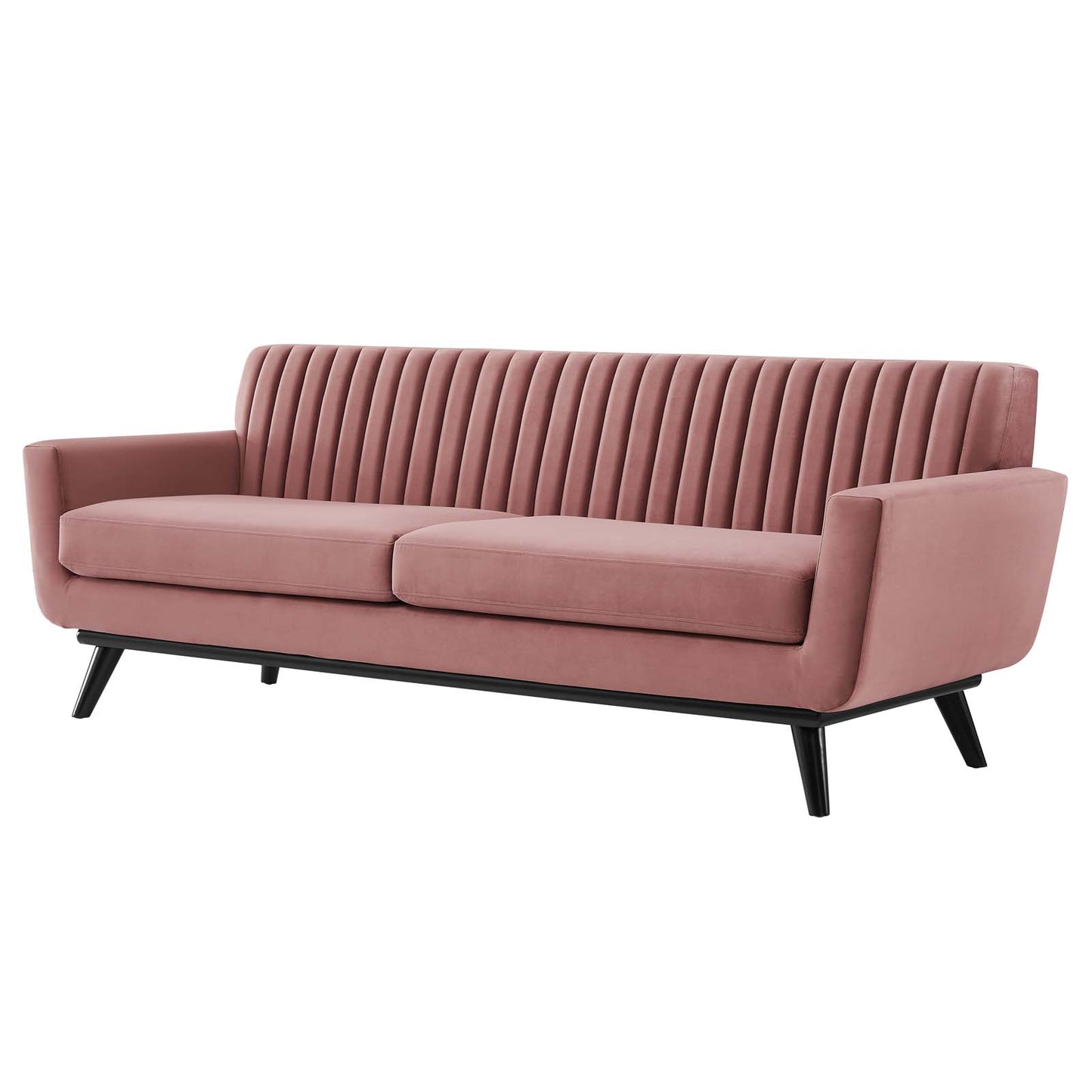 Engage Channel Tufted Performance Velvet Sofa, Velvet, Pink, 21172