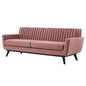 Engage Channel Tufted Performance Velvet Sofa, Velvet, Pink, 21172