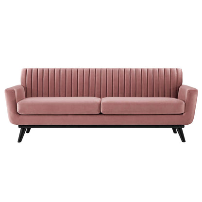 Engage Channel Tufted Performance Velvet Sofa, Velvet, Pink, 21172