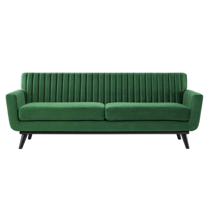 Engage Channel Tufted Performance Velvet Sofa, Velvet, Green, 21173