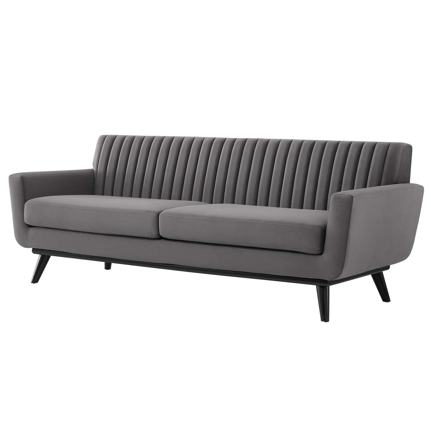 Engage Channel Tufted Performance Velvet Sofa, Velvet, Grey Gray, 21174