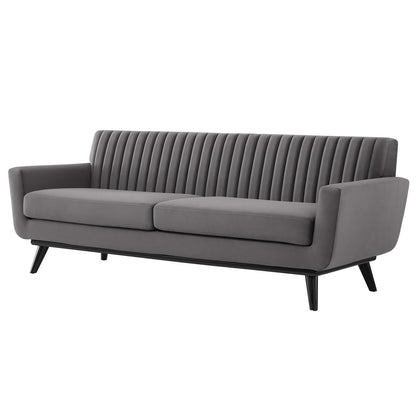 Engage Channel Tufted Performance Velvet Sofa, Velvet, Grey Gray, 21174
