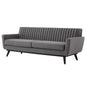 Engage Channel Tufted Performance Velvet Sofa, Velvet, Grey Gray, 21174