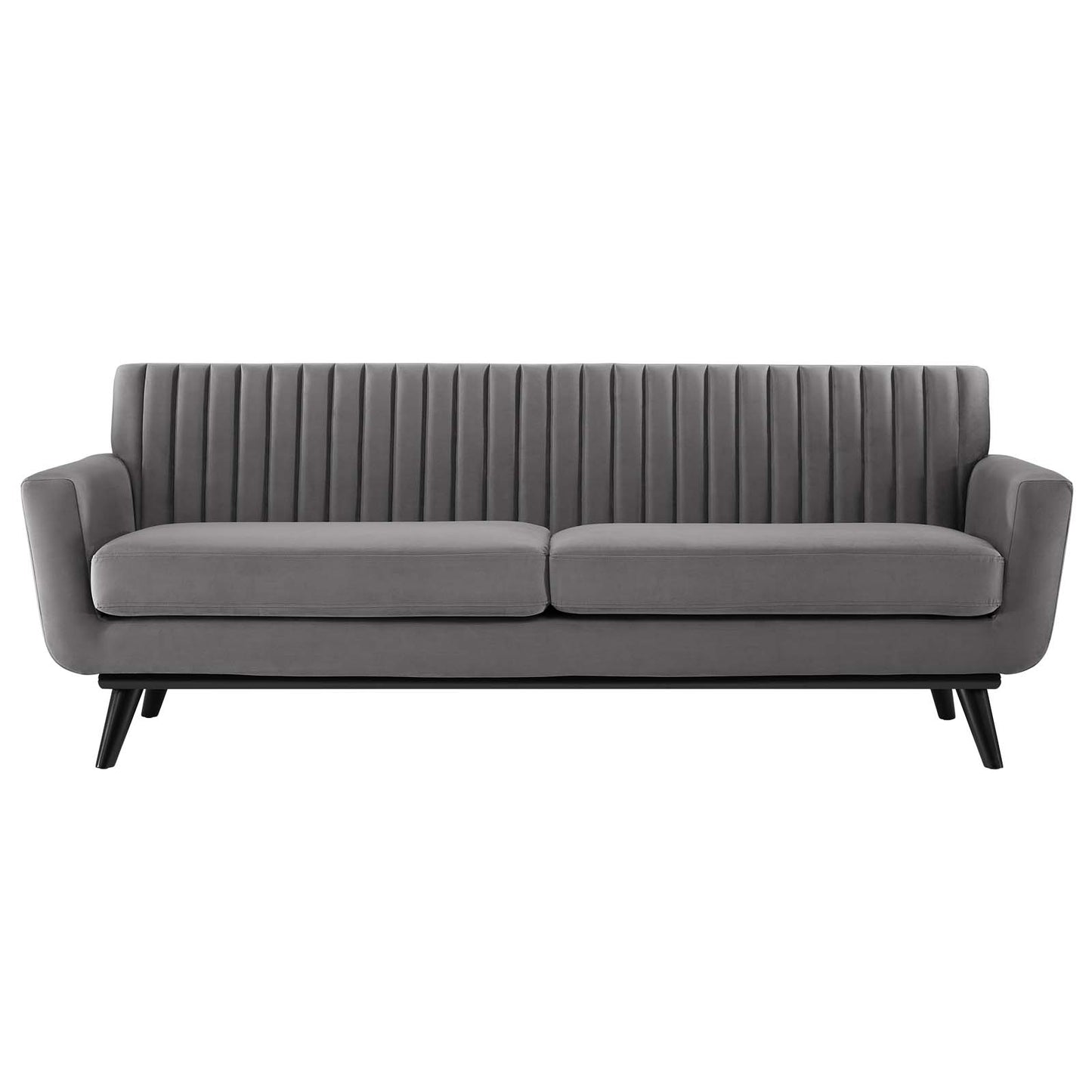 Engage Channel Tufted Performance Velvet Sofa, Velvet, Grey Gray, 21174