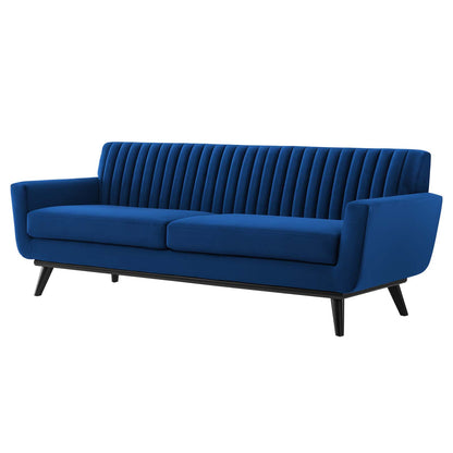 Engage Channel Tufted Performance Velvet Sofa, Velvet, Blue Navy, 21175
