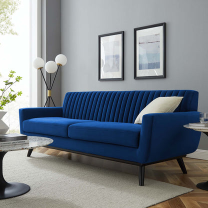 Engage Channel Tufted Performance Velvet Sofa, Velvet, Blue Navy, 21175