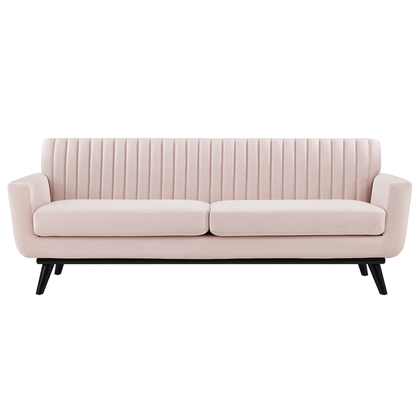 Engage Channel Tufted Performance Velvet Sofa, Velvet, Pink, 21176