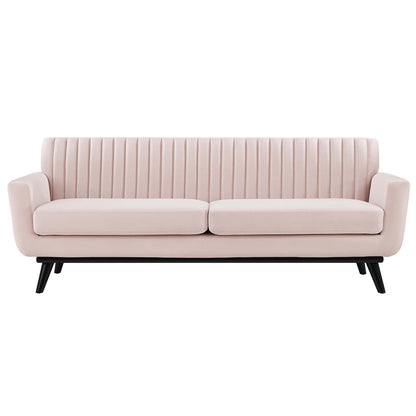 Engage Channel Tufted Performance Velvet Sofa, Velvet, Pink, 21176