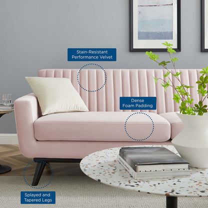 Engage Channel Tufted Performance Velvet Sofa, Velvet, Pink, 21176