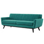 Engage Channel Tufted Performance Velvet Sofa, Velvet, Teal Blue, 21177