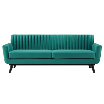Engage Channel Tufted Performance Velvet Sofa, Velvet, Teal Blue, 21177