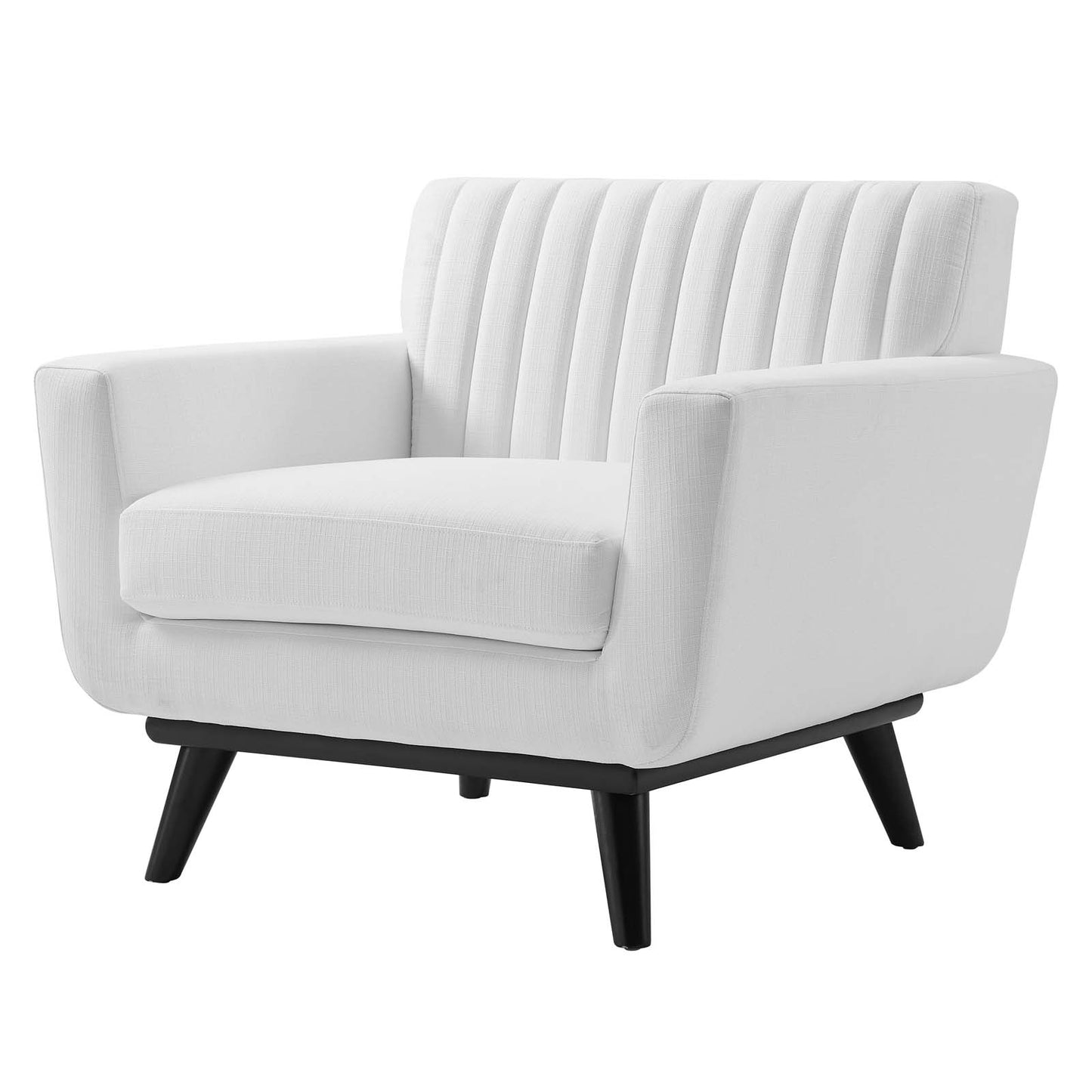 Engage Channel Tufted Fabric Armchair, Fabric, White, 21178